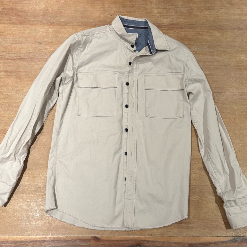 Beige Long Sleeve Button-Up Shirt
